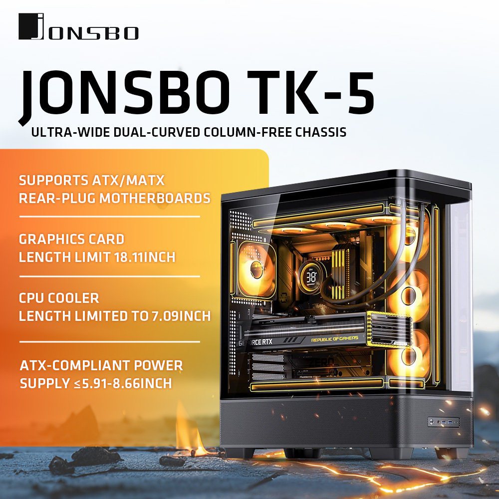Pc Gaming Jonsbo - JONSBO TK-5 Bianco/Nero Case PC ATX