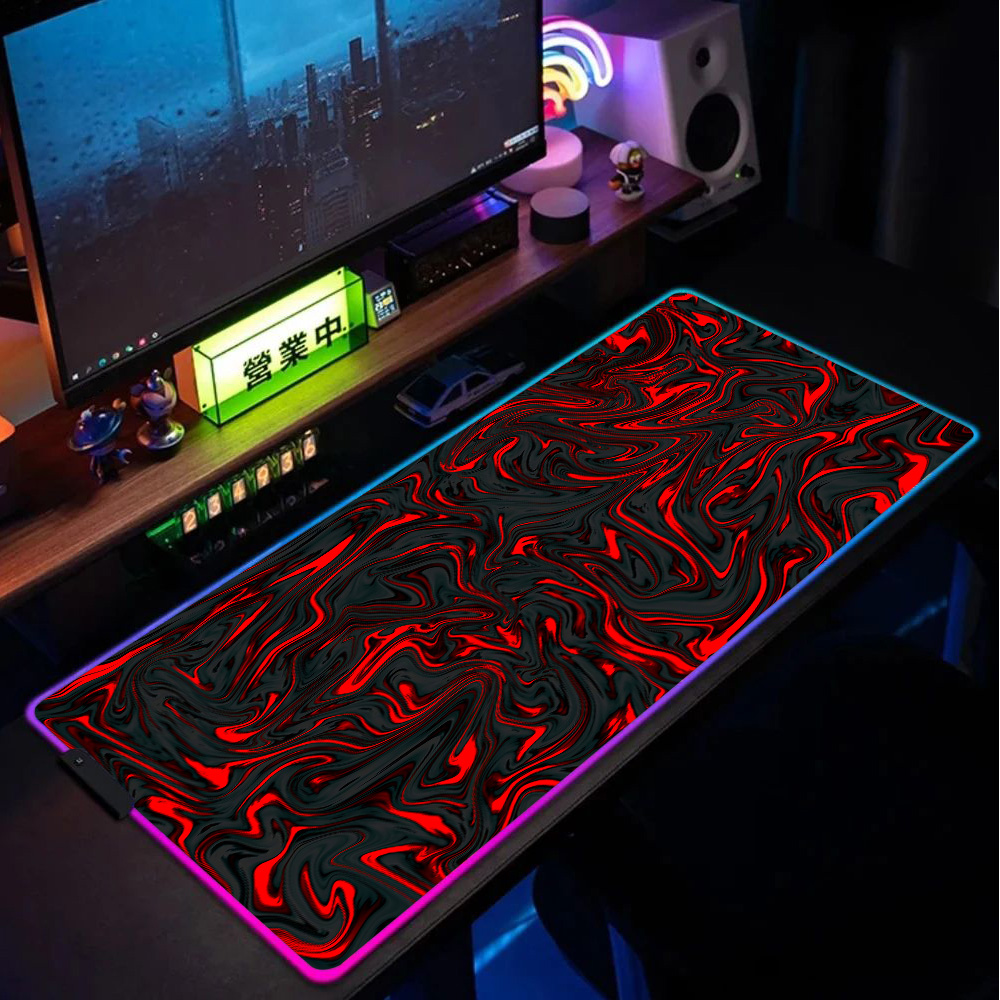 Pc Gaming Liquid - Tappetino per Mouse RGB Rosso e