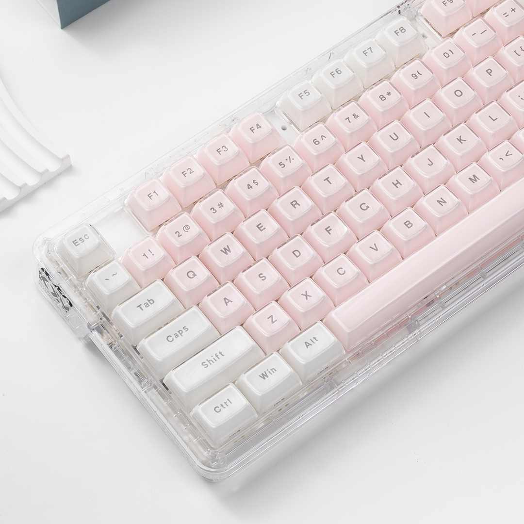 Pc Gaming Fullset - Tasti Trasparenti in Cristallo Rosa Bianco