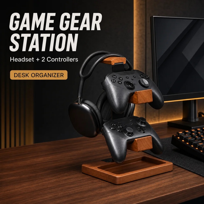 Pc Gaming Earphones - Supporto per Cuffie in Legno, Porta